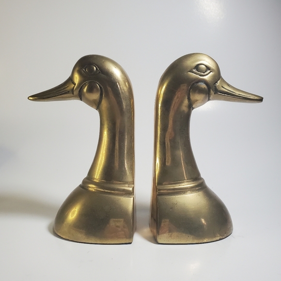 VINTAGE Solid Brass Mallard Duck Bookends / Brass Metal Duck Bookends by Leonard - Picture 12 of 15